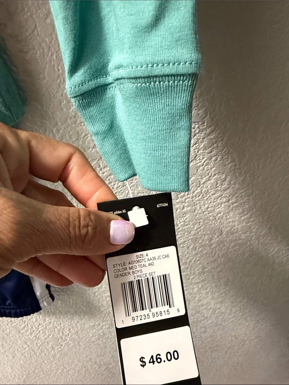 adidas Teal Hooded Long Sleeve Top with Graphic